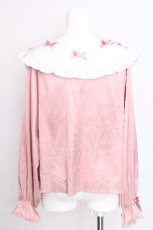 画像2: axes femme kawaii / プチリボン配色ブラウス  ピンク S-26-07-24-023-AX-BL-HR-ZS (2)