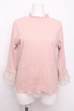 画像1: axes femme / レース重ねデザイン袖プルオーバー  ピンク S-26-07-26-035-AX-TO-HR-ZS (1)