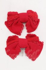 画像1: Angelic Pretty / 両山レースグログランリボンコーム  赤 S-26-07-26-006-AP-AC-AS-ZS (1)