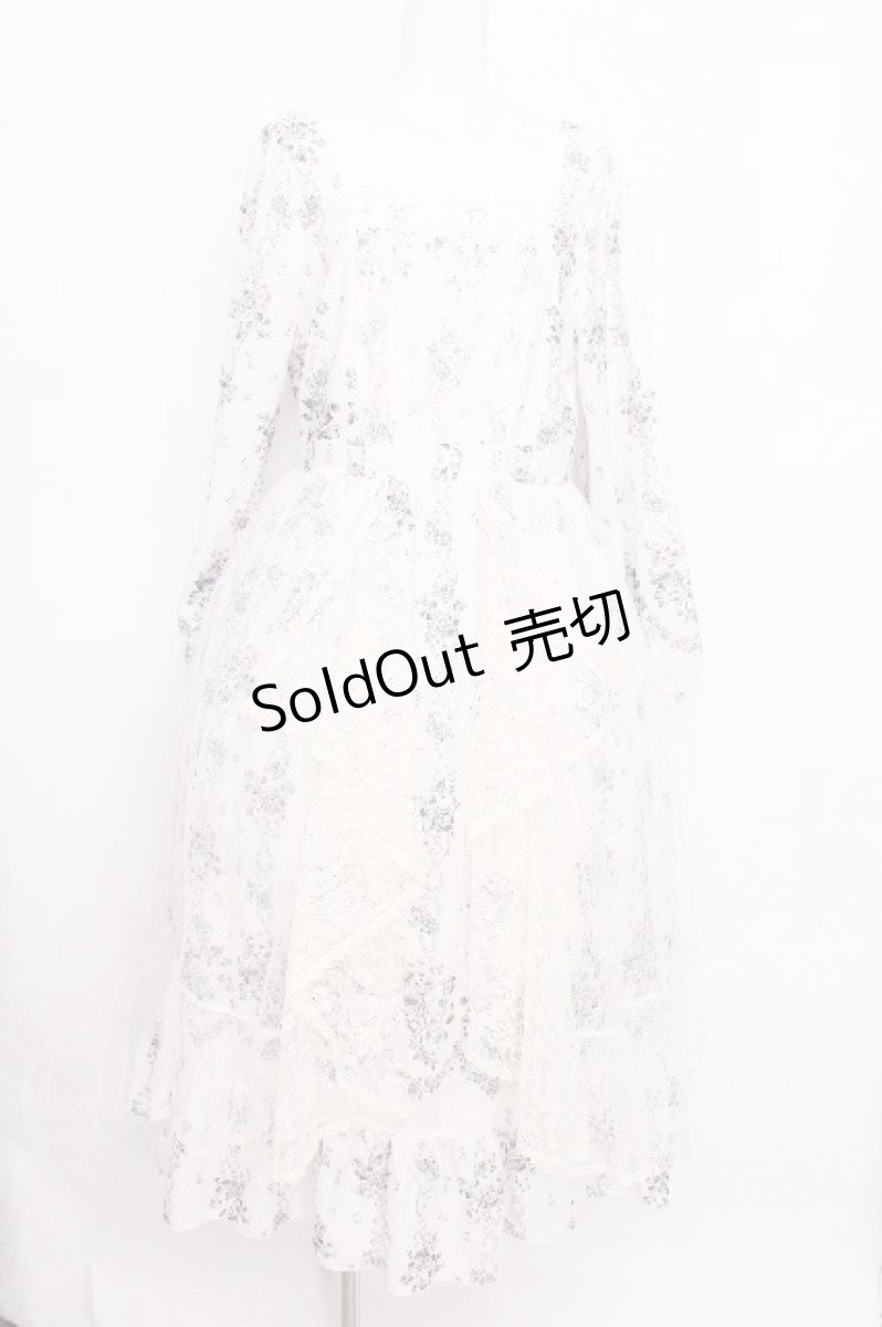 画像1: axes femme / ラッフルフリルレース花柄ワンピース  アイボリー S-26-07-26-040-AX-OP-HR-ZS (1)