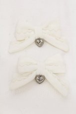 画像1: DearMyLove / Emilyハートチャームリボンツインクリップ2個セット  白 S-26-07-26-009-GO-AC-AS-ZS (1)