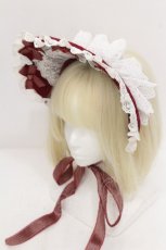 画像1: LOLITA / リボンレースボンネット  ワイン S-26-07-26-022-LO-AC-HR-ZS (1)