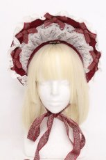 画像2: LOLITA / リボンレースボンネット  ワイン S-26-07-26-022-LO-AC-HR-ZS (2)