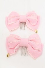 画像1: Angelic Pretty / ロゴハートチャームリボンコーム  ピンク S-26-07-26-004-AP-AC-AS-ZS (1)