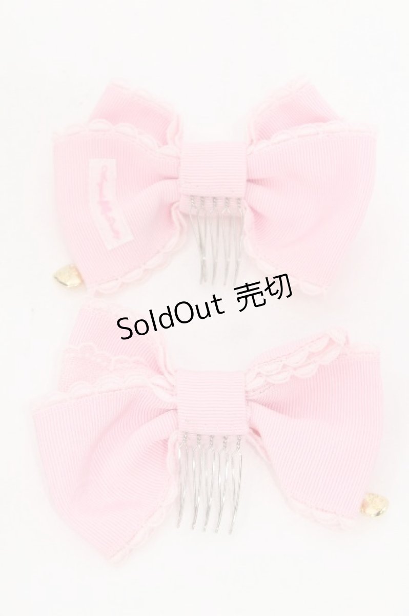 画像2: Angelic Pretty / ロゴハートチャームリボンコーム  ピンク S-26-07-26-004-AP-AC-AS-ZS (2)
