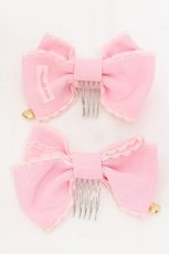 画像2: Angelic Pretty / ロゴハートチャームリボンコーム  ピンク S-26-07-26-004-AP-AC-AS-ZS (2)