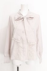 画像1: axes femme / 繊細レース×ボウタイブラウス  ピンク S-26-07-27-031-AX-BL-HR-ZS (1)