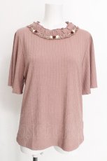 画像1: axes femme / プチスタンドリブプルオーバー  ピンク S-26-07-27-034-AX-TO-HR-ZS (1)