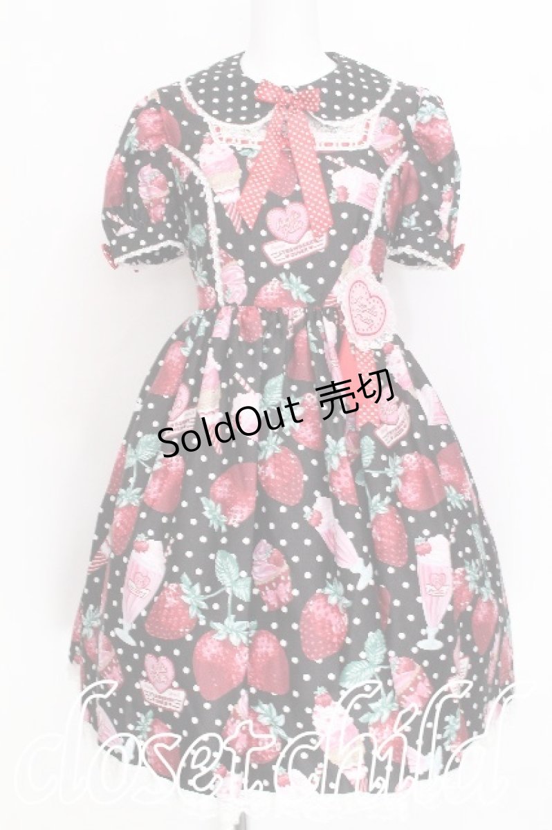 画像1: Angelic Pretty / Fresh Strawberry Dinerワンピース  黒 S-26-07-27-106-AP-OP-HR-ZS (1)