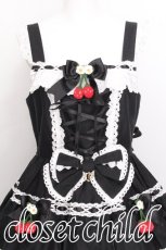 画像3: BABY,THE STARS SHINE BRIGHT / ゆらゆらいちごのHappy Berry Presentジャンパースカート  黒ｘ白 S-26-07-29-040-BA-OP-HR-ZS (3)