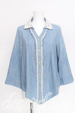 画像1: axes femme / 後ろ編み上げレースデニムシャツ  ウォッシュ S-26-07-29-005-AX-BL-HR-ZS (1)