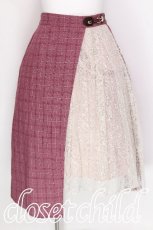 画像1: axes femme / チェック×レースイレヘムスカート  ピンク S-26-07-29-043-AX-SK-HR-ZS (1)