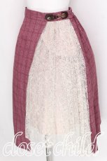 画像3: axes femme / チェック×レースイレヘムスカート  ピンク S-26-07-29-043-AX-SK-HR-ZS (3)