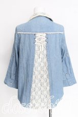 画像2: axes femme / 後ろ編み上げレースデニムシャツ  ウォッシュ S-26-07-29-005-AX-BL-HR-ZS (2)