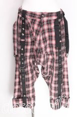 画像1: ALGONQUINS / チェック柄サルエルパンツ  黒ｘ白ｘ赤 S-26-07-29-055-AL-PA-HR-ZS (1)