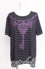 画像1: ALGONQUINS / プリントボーダーTシャツ  黒ｘグレー S-26-07-29-009-AL-TS-HR-ZS (1)