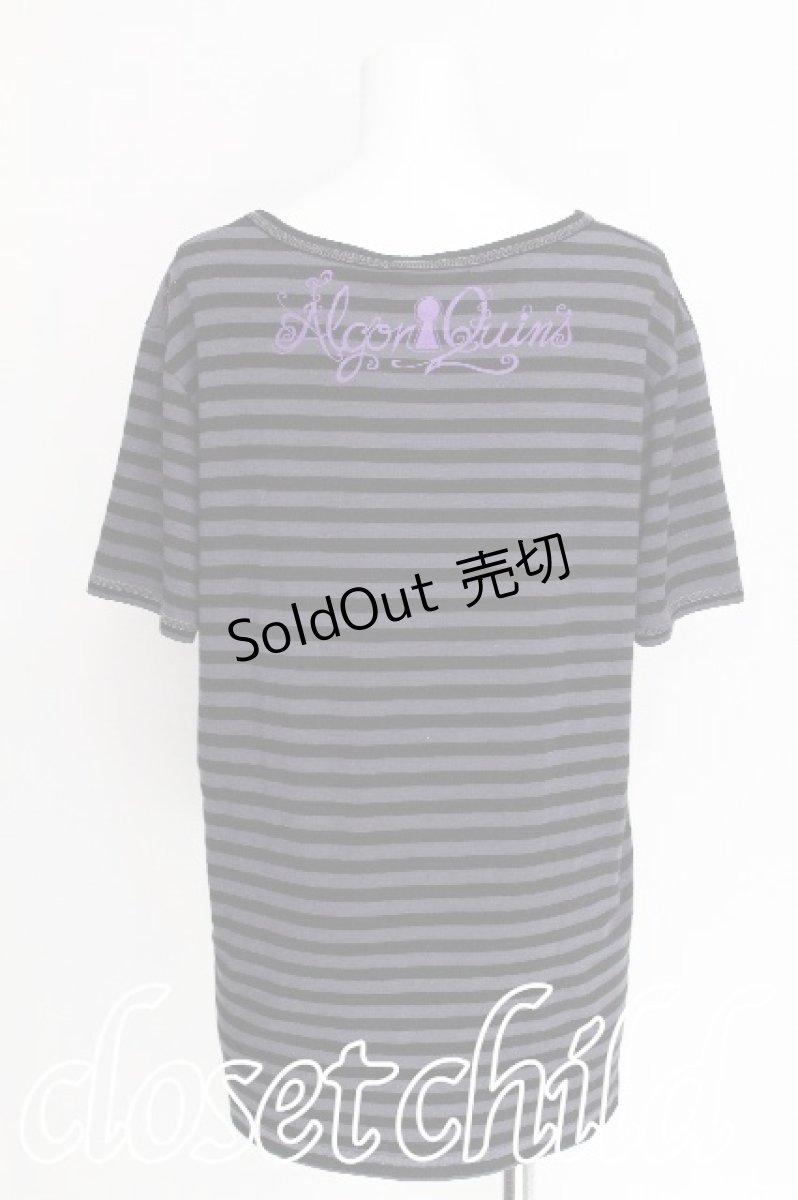 画像2: ALGONQUINS / プリントボーダーTシャツ  黒ｘグレー S-26-07-29-009-AL-TS-HR-ZS (2)