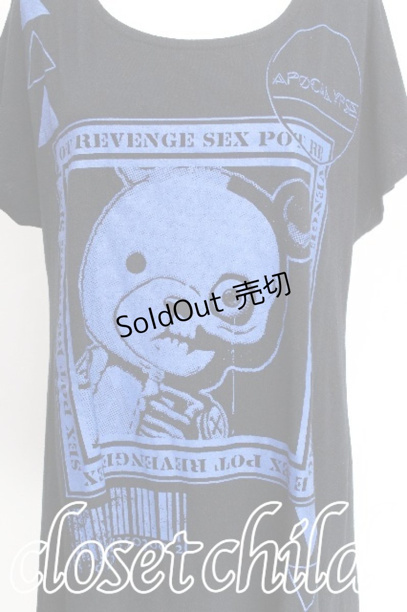 画像3: SEX POT ReVeNGe / プリントTシャツ  黒ｘ青 S-26-07-29-010-SP-TS-HR-ZS (3)