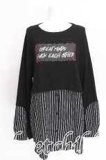 画像1: HELL CAT PUNKS / 重ね着風切替カットソー  黒 S-26-07-29-014-PU-TO-HR-ZS (1)