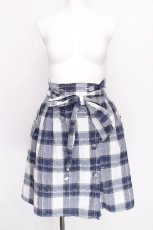 画像1: axes femme / ベルト付タータンチェックスカート  ブルー S-26-07-30-034-AX-JA-AS-ZS (1)