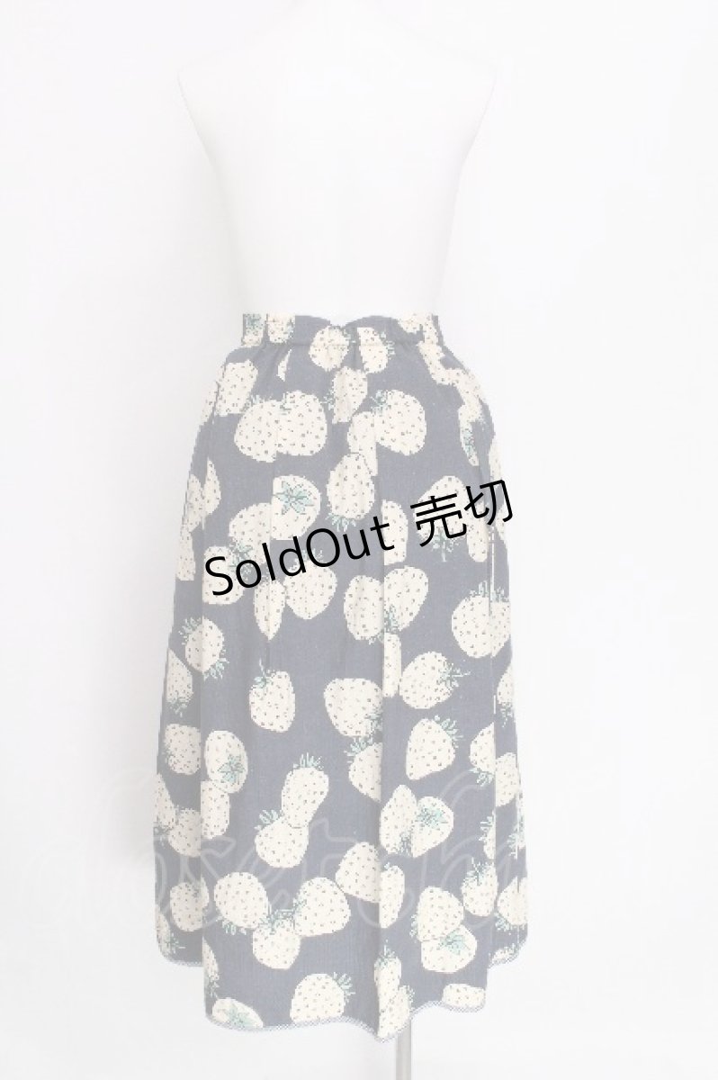 画像2: Franche Lippee / いちご柄スカート 3L 紺 S-26-07-30-036-LO-SK-HR-ZT834 (2)