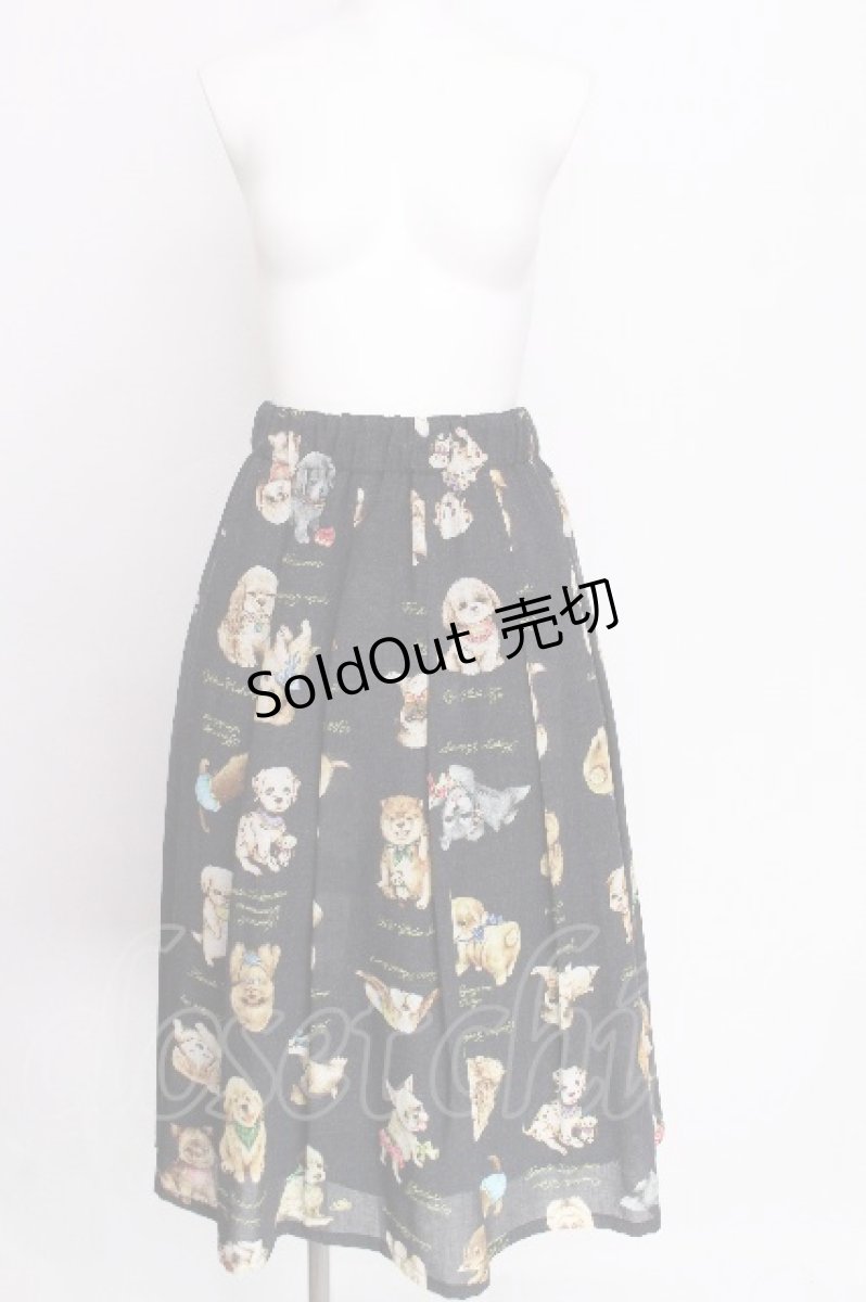 画像1: Franche Lippee / こいぬ図鑑スカート 3L 紺 S-26-07-30-043-LO-SK-HR-ZS (1)