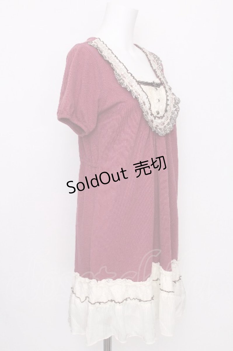 画像3: axes femme / はしごリボンレース半袖チュニック  ピンク S-26-07-31-029-AX-TO-AS-ZS (3)