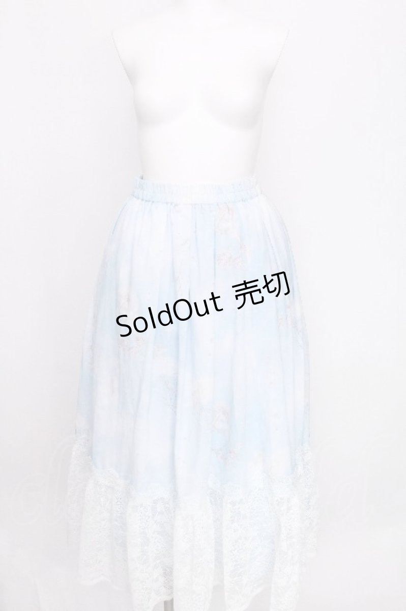 画像1: axes femme / メールエシエルプリントスカート  サックス S-26-07-31-051-AX-SK-HR-ZS (1)