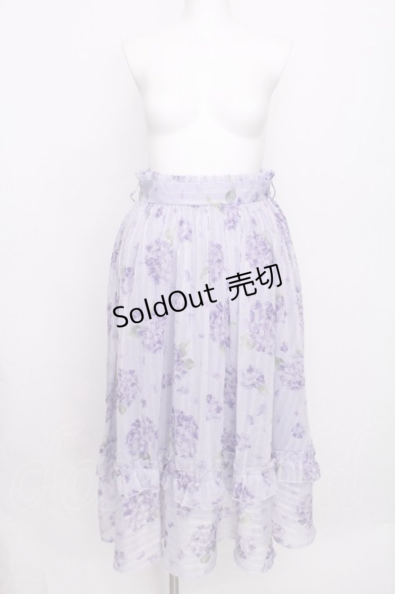 画像1: axes femme / 紫陽花柄シアーストライプスカート  ラベンダー S-26-07-31-054-AX-SK-HR-ZS (1)