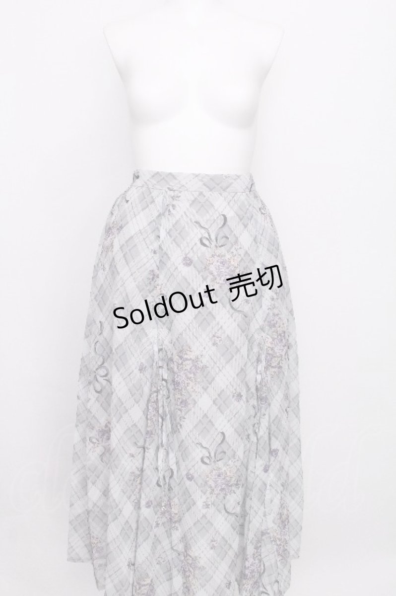 画像1: axes femme / ロージーチェックドロストスカート  グレー S-26-07-31-055-AX-SK-HR-ZS (1)