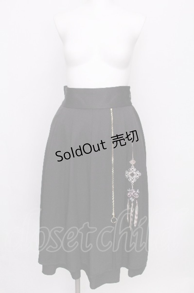 画像1: axes femme / チャイナ刺繍ジップ付スカート  黒 S-26-07-31-060-AX-SK-HR-ZS (1)