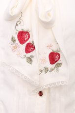画像4: axes femme / 苺刺繍ボウタイブラウス  キナリ S-26-07-31-010-AX-BL-HR-ZS (4)