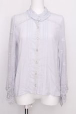 画像1: axes femme / レース袖リボンタイブラウス  サックス S-26-07-31-018-AX-BL-AS-ZS (1)