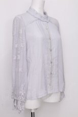 画像3: axes femme / レース袖リボンタイブラウス  サックス S-26-07-31-018-AX-BL-AS-ZS (3)