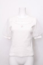 画像1: evelyn / ロゴ刺繍リブトップス  白 S-26-08-01-036-LO-TO-AS-ZS (1)