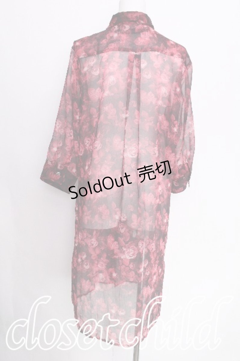 画像2: CIVARIZE / シースルーフラワーロングシャツ 46 赤 S-26-08-02-050-PU-BL-HR-ZS (2)