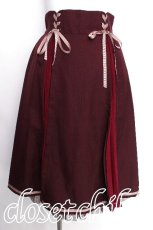 画像1: axes femme POETIQUE / レースアッププリーツ切替スカート  ワイン S-26-08-02-053-AX-SK-AS-ZS (1)