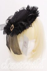 画像1: axes femme / リボンフリルミニハット  黒 S-26-08-02-028-AX-AC-HR-ZS (1)
