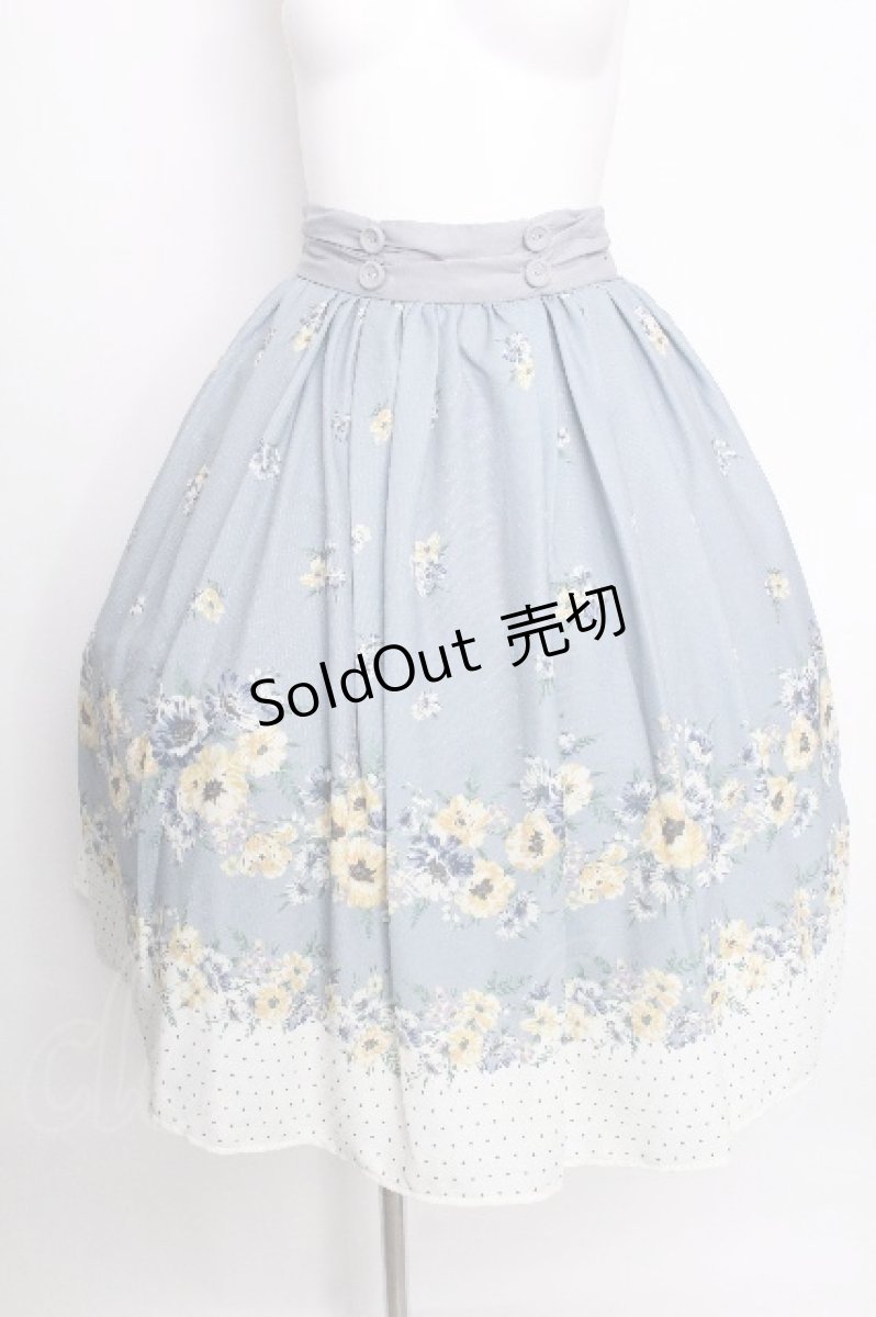 画像1: axes femme / 花柄×ドットスカート  サックス S-26-08-03-050-AX-SK-AS-ZS (1)