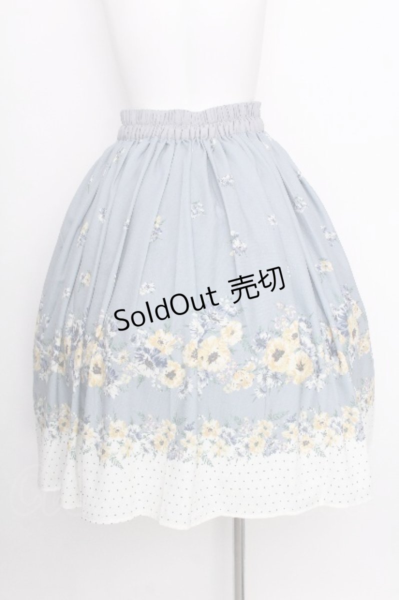 画像2: axes femme / 花柄×ドットスカート  サックス S-26-08-03-050-AX-SK-AS-ZS (2)