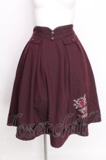 画像1: axes femme / ローズ刺繍フレアスカート  ワイン S-26-08-03-051-AX-SK-HR-ZS (1)