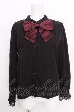 画像1: axes femme POETIQUE / 音符刺繍リボン付ブラウス  黒 S-26-08-03-021-AX-BL-HR-ZS (1)