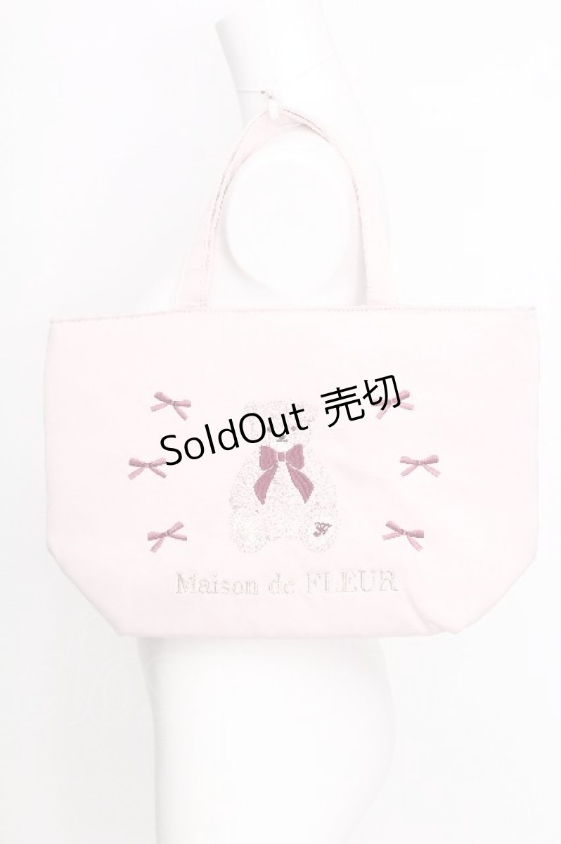画像1: Maison de FLEUR / ベア刺繍トートバッグ F ピンク S-26-08-05-001-LO-BG-SZ-ZS (1)