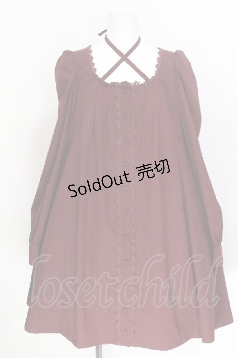 画像1: Sheglit / クロスリボンフレアワンピース M ワイン S-26-08-05-023-EL-OP-AS-ZS (1)