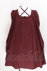 画像1: Sheglit / クロスリボンフレアワンピース M ワイン S-26-08-05-023-EL-OP-AS-ZS (1)