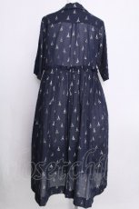 画像2: Jane Marple / LA TOUR EIFFELシャツドレス  ネイビー×ホワイトゴールド S-26-08-05-042-JM-OP-HR-ZS (2)