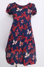 画像1: Jane Marple / Ribbons go aroundワンピース  紺ｘ赤 S-26-08-05-044-JM-OP-HR-ZS (1)