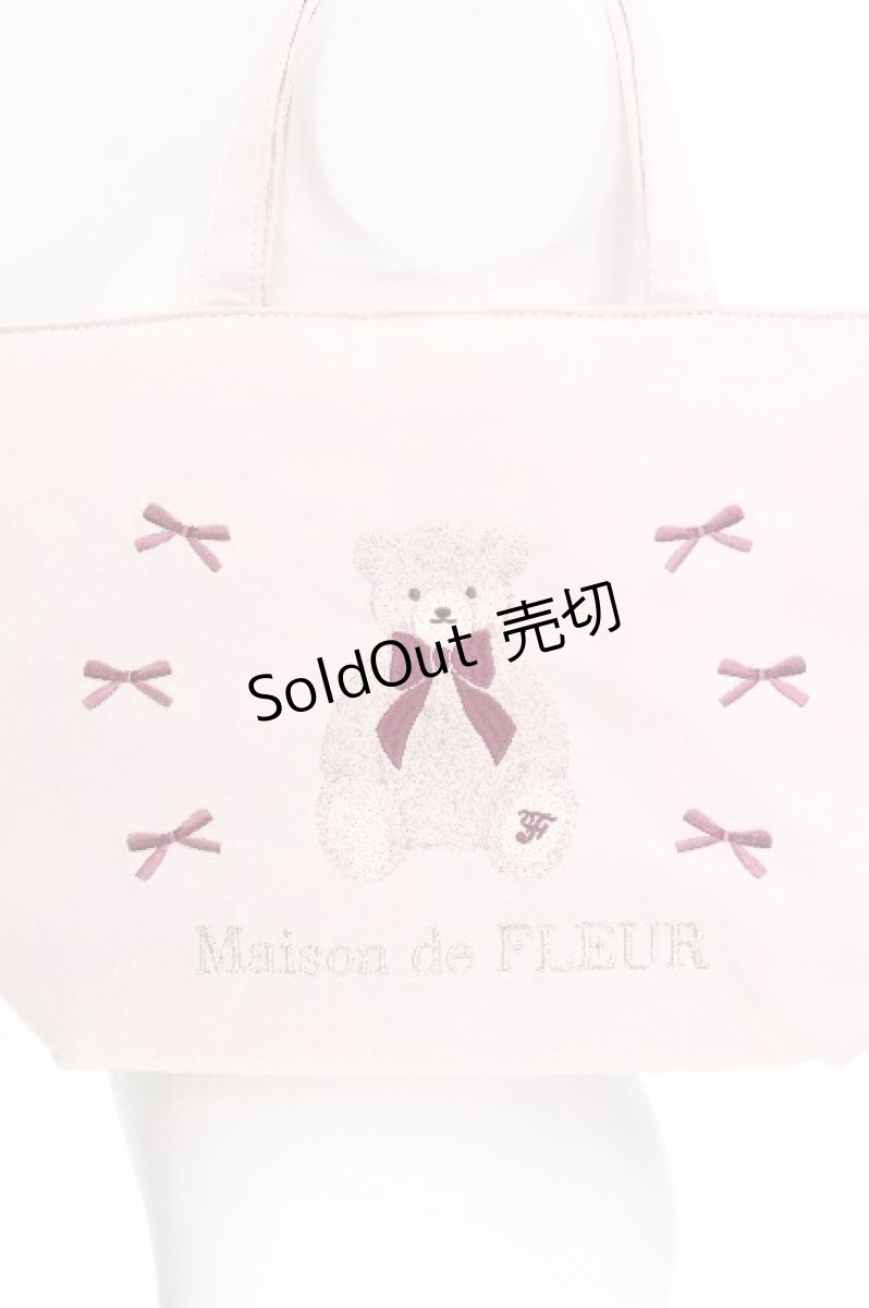 画像3: Maison de FLEUR / ベア刺繍トートバッグ F ピンク S-26-08-05-001-LO-BG-SZ-ZS (3)