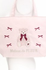 画像3: Maison de FLEUR / ベア刺繍トートバッグ F ピンク S-26-08-05-001-LO-BG-SZ-ZS (3)