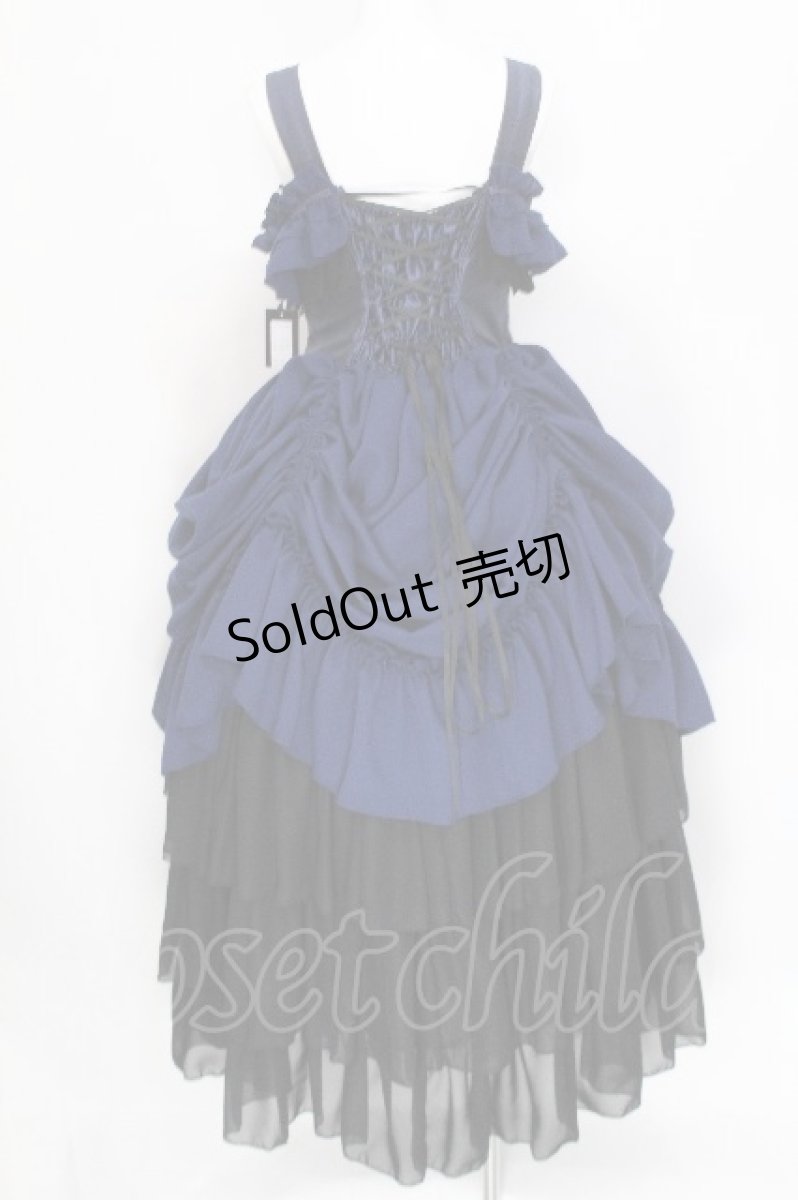 画像2: ATELIER PIERROT / ロングバッスルジャンパースカート  青 S-26-08-05-022-EL-OP-AS-ZS (2)